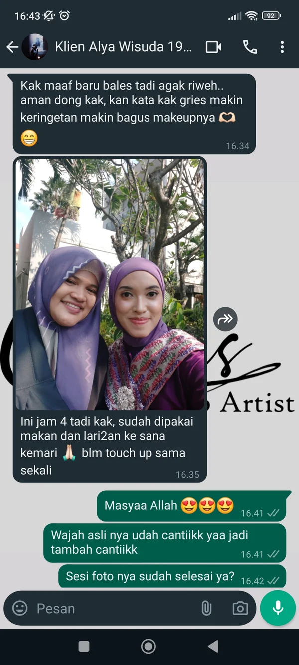 Bukti chat klien puas rias pengantin Griesmakeup Malang 3