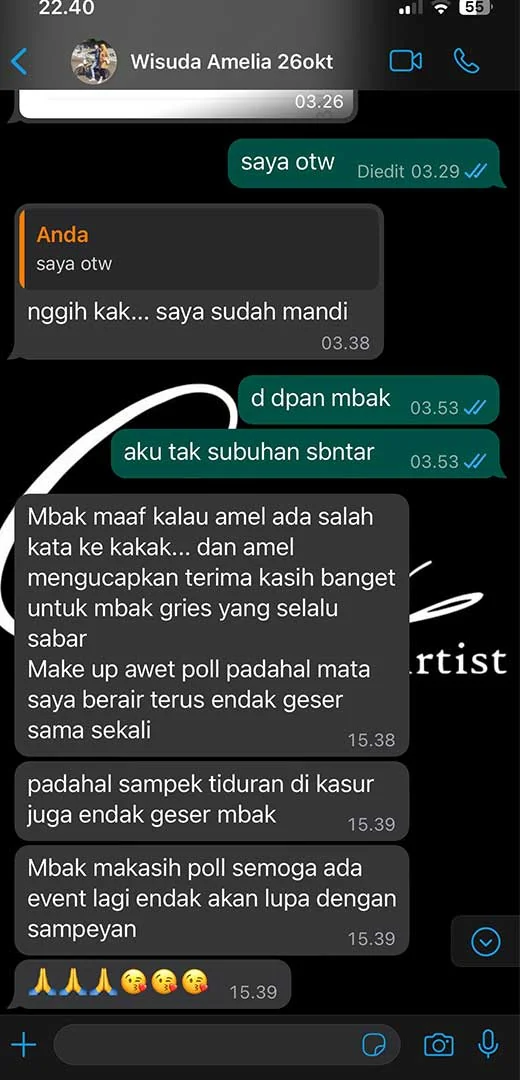 Chat kepuasan makeup wisuda Griesmakeup Malang 4